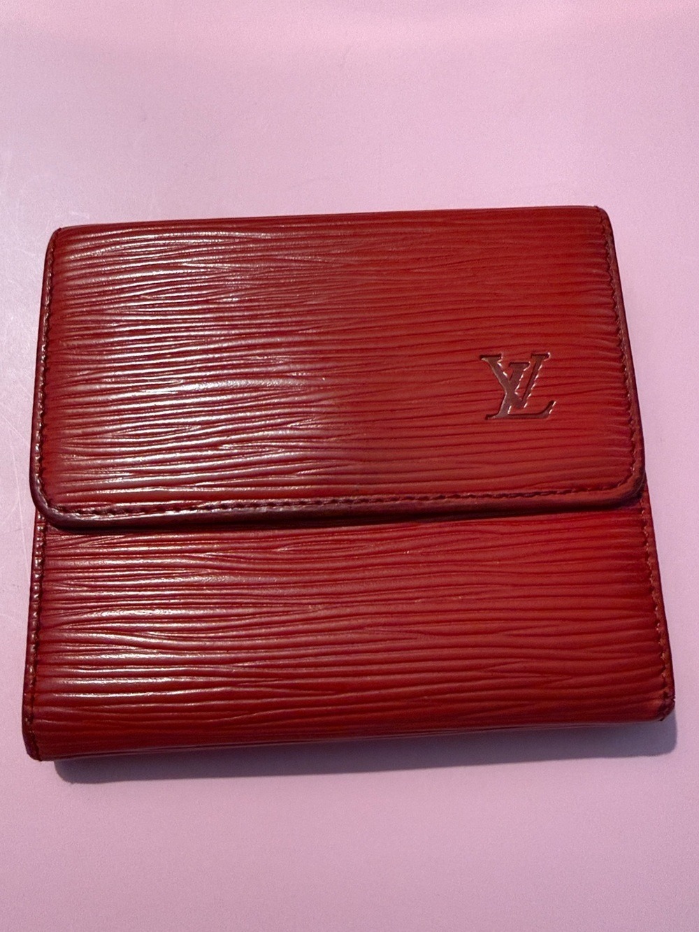 Vintage Louis Vuitton Red Epi Leather trifold Wallet